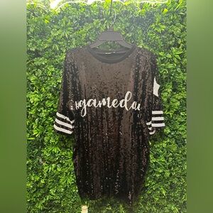 “Gameday” Sequin T-shirt Dress